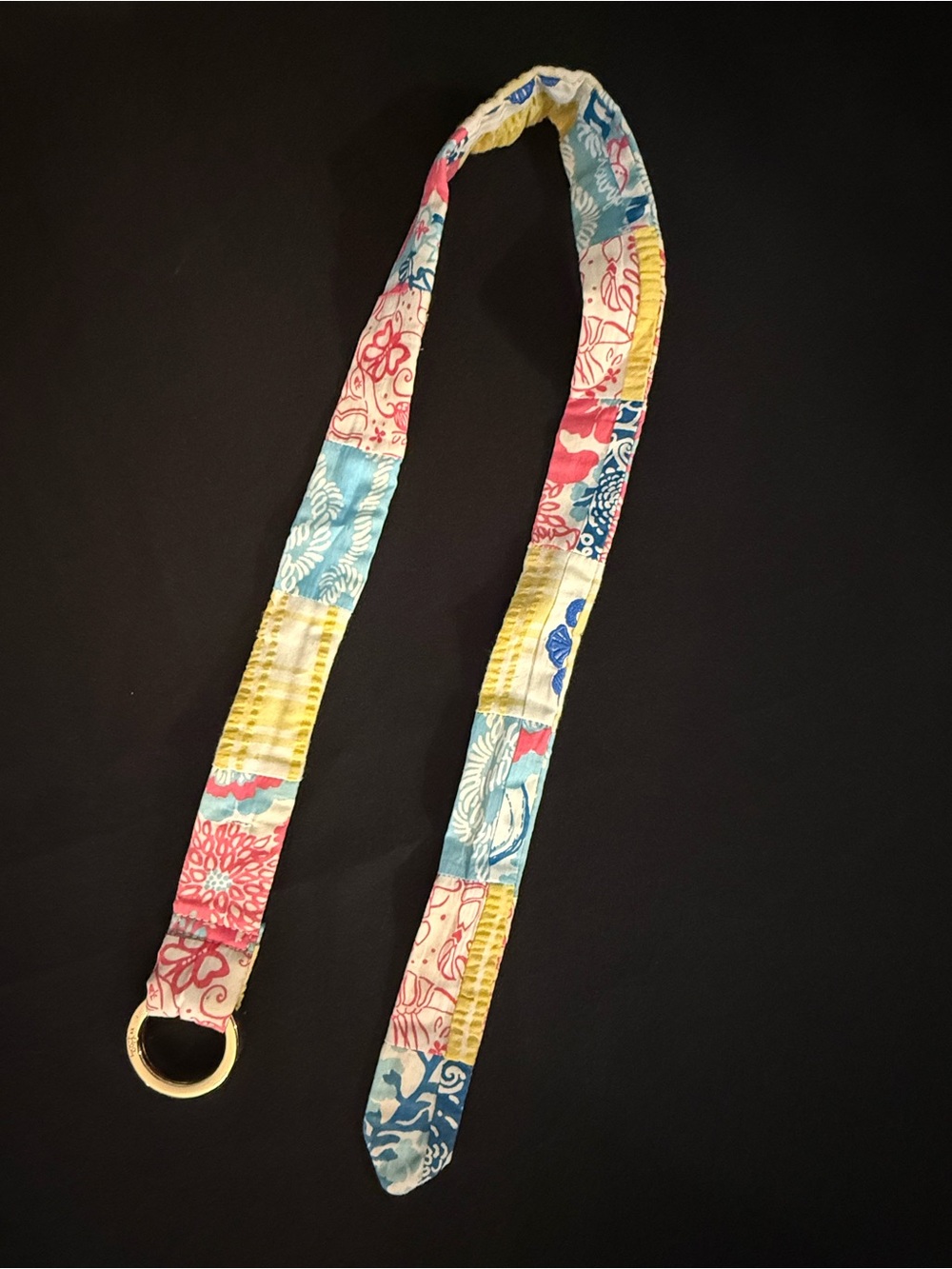 Lilly Pulitzer Patchwork Fabric Belt in Blue, Pink, Yellow, Cream
